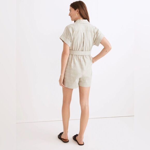 NWT MADEWELL Seersucker Camp Romper in Ashen Sage - Picture 5 of 11